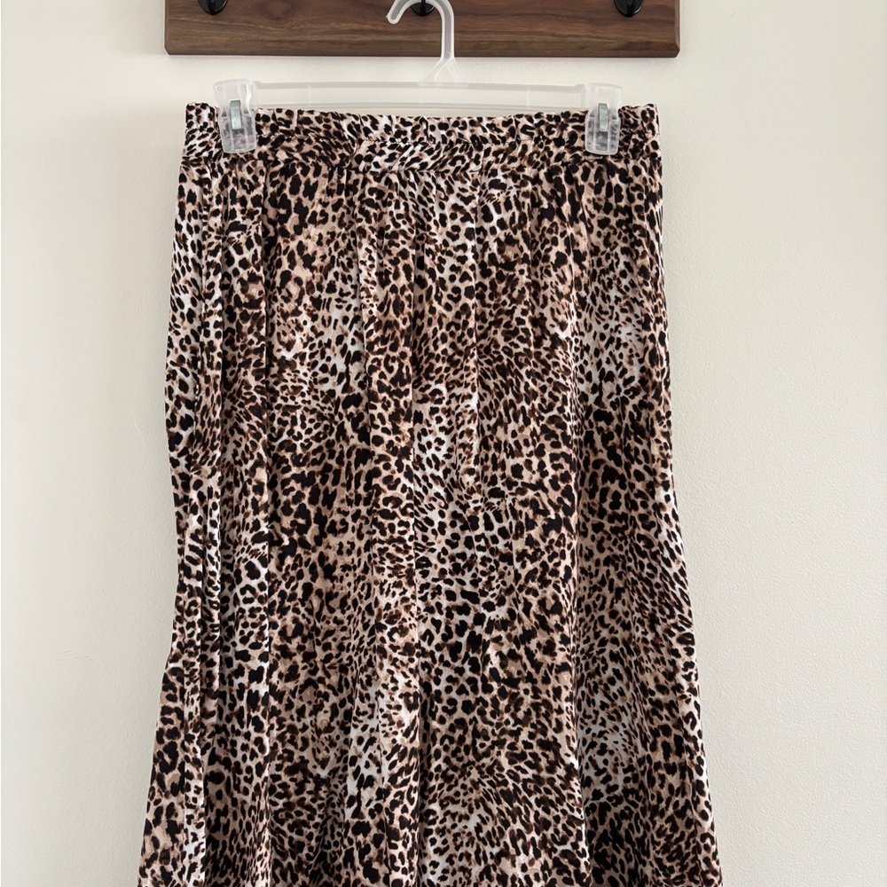 Reitmans Brown Leopard Print A-Line Skirt